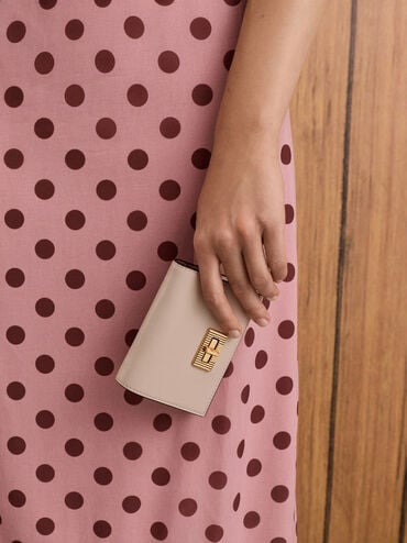 Edna Turn-Lock Knotted-Strap Wallet, Oat, hi-res