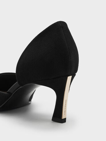 Kerra Twill Pointed D'Orsay Pumps, Black Textured, hi-res