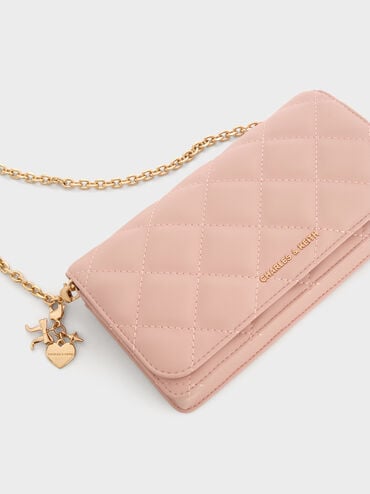 Arrietty Quilted Wallet On Chain, Light Pink, hi-res