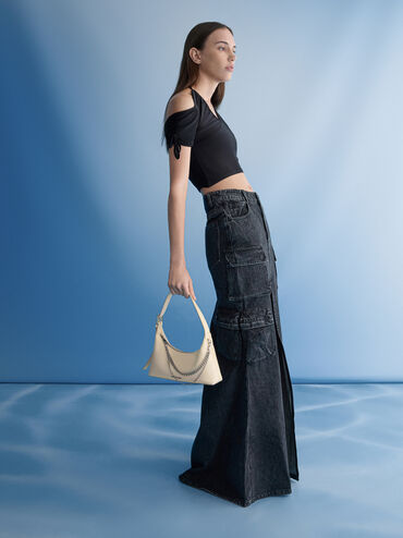 Atwood Chain-Embellished Shoulder Bag, Butter Yellow, hi-res