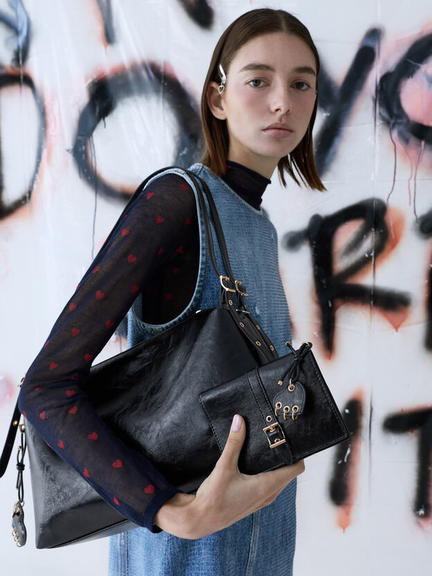 Rey Slouchy Shoulder Bag, Black, hi-res