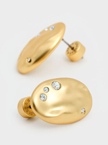 Ottilie Crystal Sculptural Stud Earrings, Brush Gold, hi-res