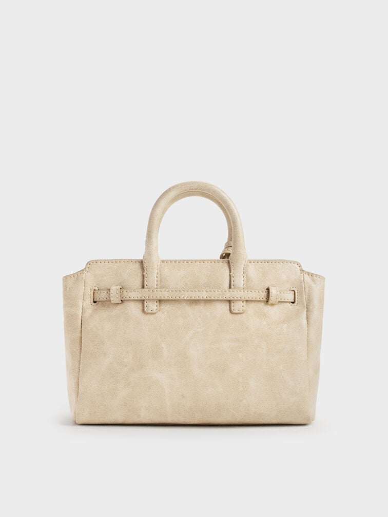 Mini Delfina Belted Tote Bag, Sand, hi-res