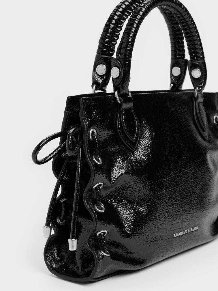 Mini Nylah Grommet Lace-Up Tote Bag, Noir, hi-res