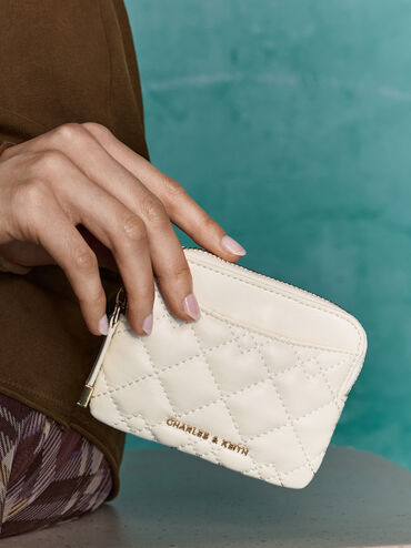 Duo Quilted Card Holder, Cream, hi-res