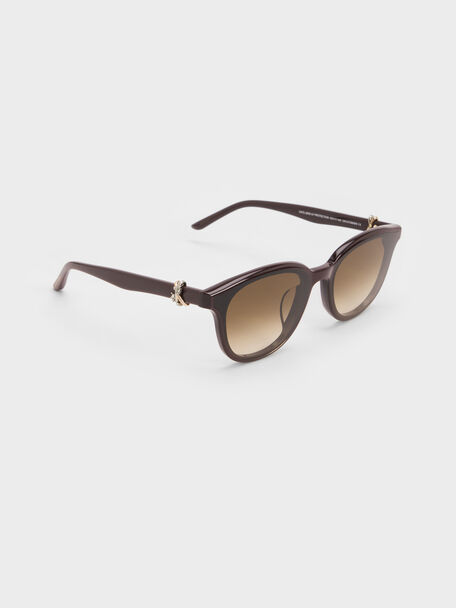 Roux Crystal Square Sunglasses, Espresso Brown, hi-res