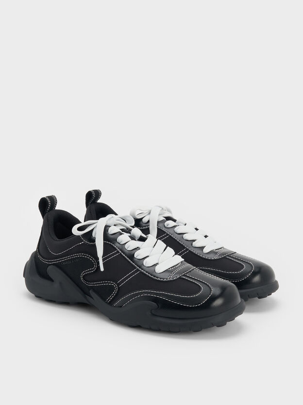 Minette Low-Top Sneakers, Black Textured, hi-res