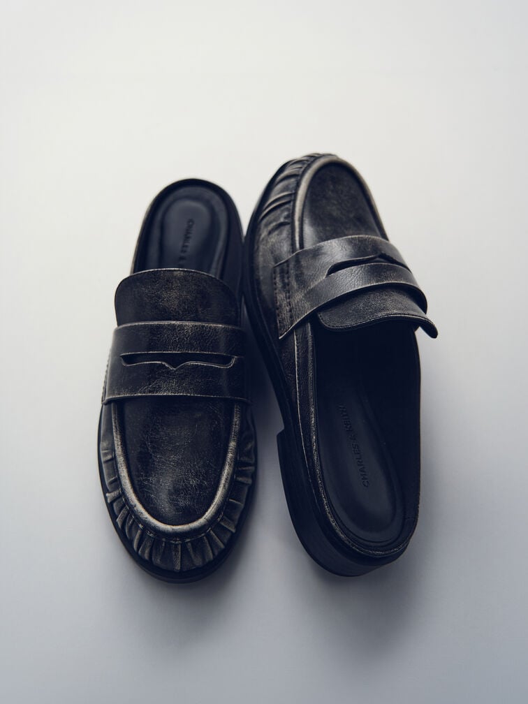 Dylan Penny Loafer Mules, Grey, hi-res