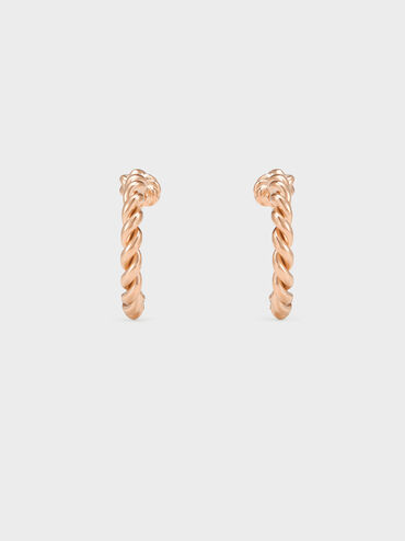 Sable Rope-Knot Hoop Earrings, Rose Gold, hi-res