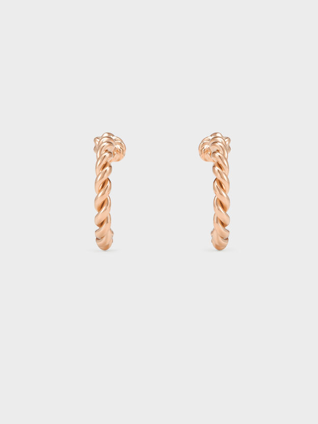 Sable Rope-Knot Hoop Earrings, Rose Gold, hi-res