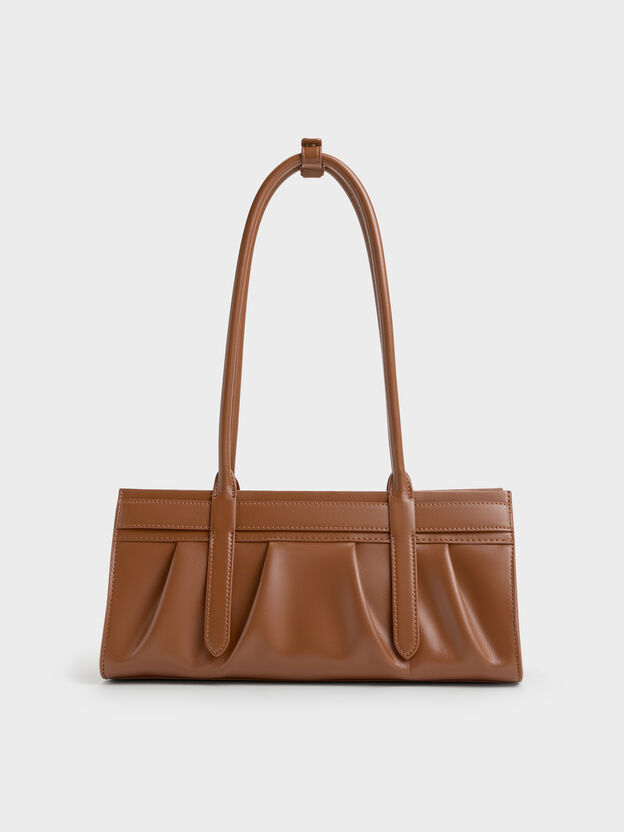 Isolde Belted Ruched Shoulder Bag, Chocolate, hi-res
