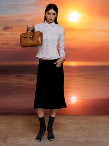 Mini Delfina Belted Tote Bag, Distressed Tan, hi-res