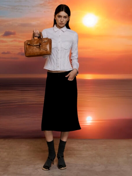 Mini Delfina Belted Tote Bag, Distressed Tan, hi-res