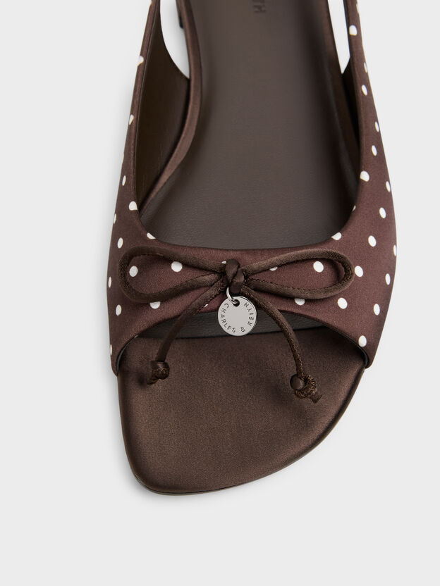 Imani Polka-Dot Bow Slingback Sandals, Dark Brown Textured, hi-res