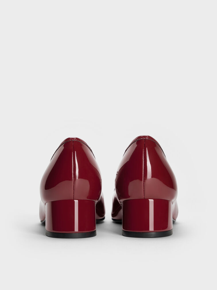 Barbara Patent Pearl-Embellished Bow Ballet Pumps, Red, hi-res