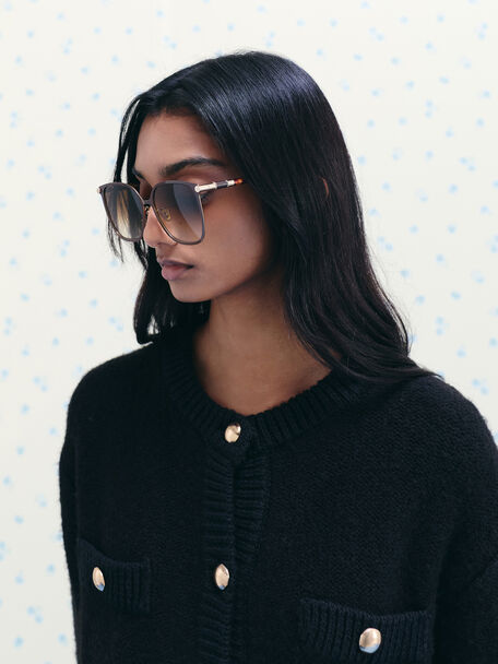Ophelia Square Sunglasses, Brown, hi-res