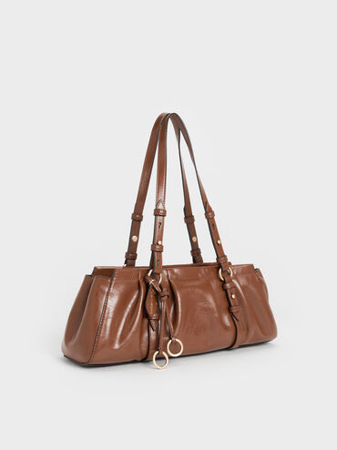 Britton Elongated Shoulder Bag, Chocolate, hi-res