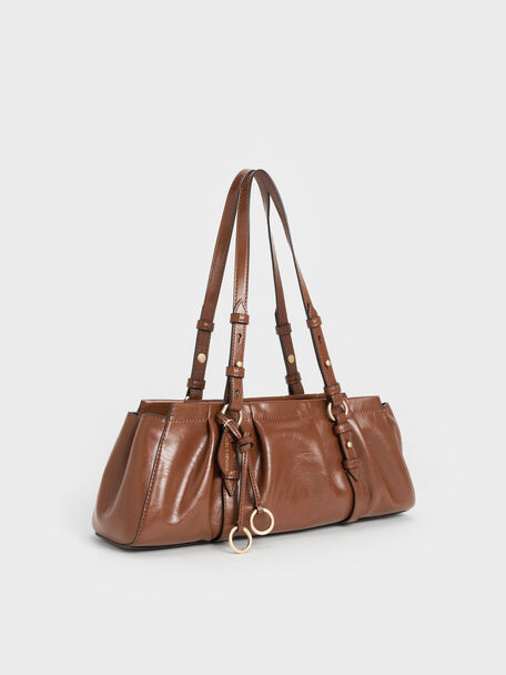 Britton Elongated Shoulder Bag, Chocolate, hi-res