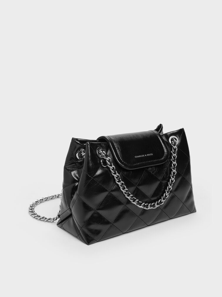 Apfra Quilted Shoulder Bag, Noir, hi-res