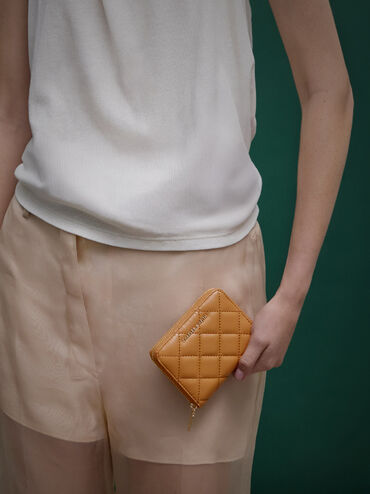 Alva Quilted Zip-Around Wallet, Russet Brown, hi-res