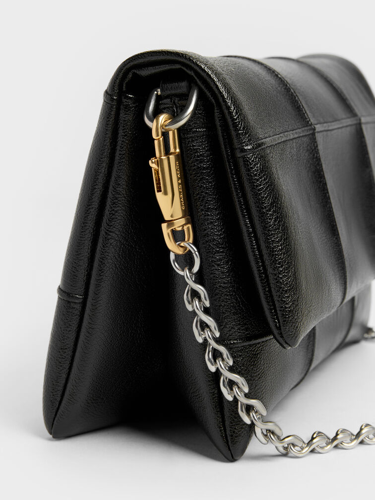 Delfina Quilted Wallet On Chain, Black, hi-res