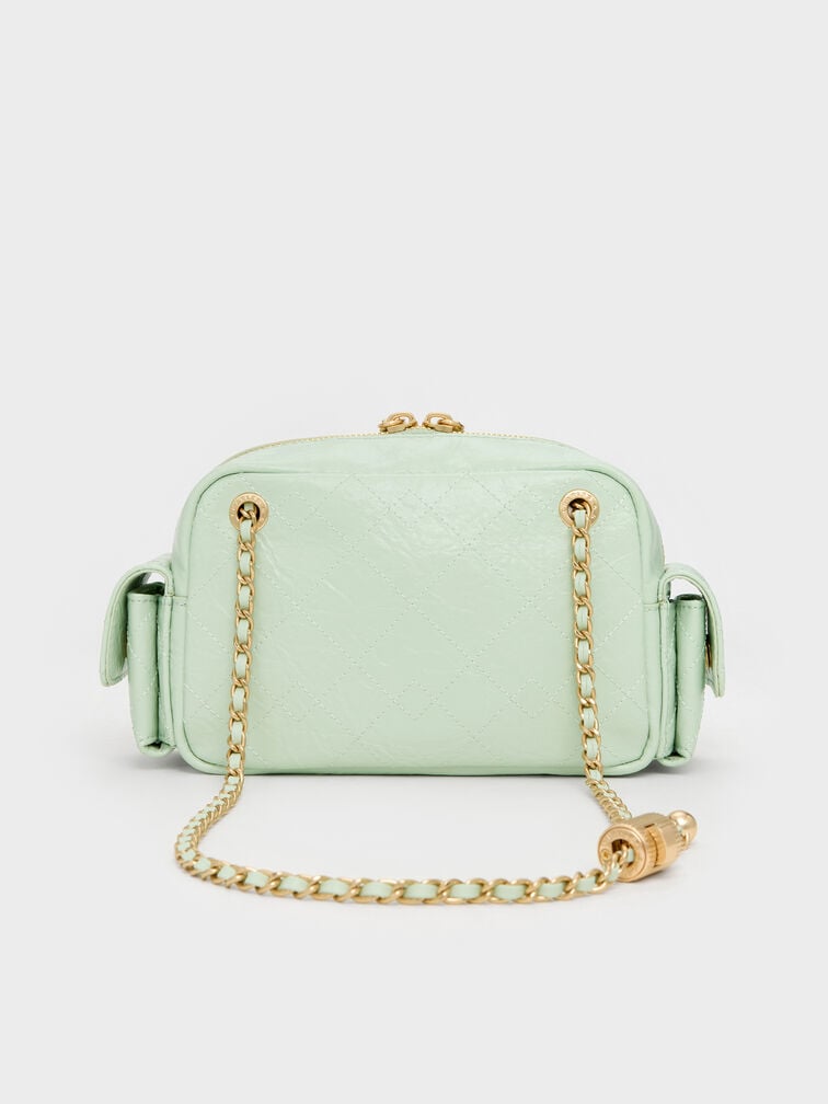 Duo Quilted Crossbody Bag, Mint Green, hi-res