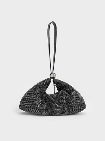 Patent Crystal-Embellished Two-Way Bag, Noir, hi-res