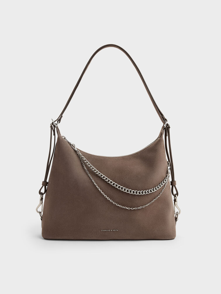 Atwood Chain Convertible Hobo Bag, Stone Grey, hi-res