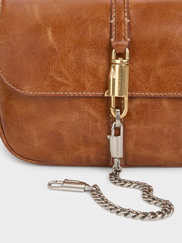 Delfina Chain Crossbody Bag, Distressed Tan, hi-res