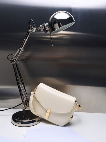 Aurelia Metallic-Accent Saddle Bag, Cream, hi-res