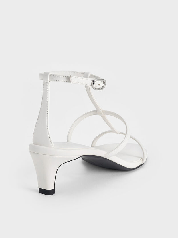 T-Bar Kitten-Heel Ankle-Strap Sandals, White, hi-res