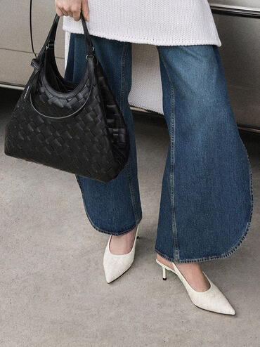 Ivette Woven Tote Bag, Noir, hi-res