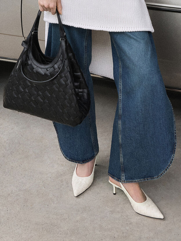 Ivette Woven Tote Bag, Noir, hi-res