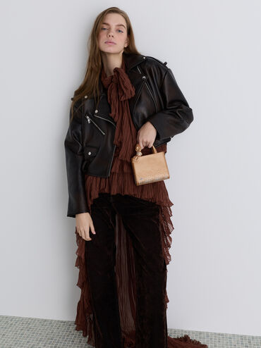 Albany Leather Crystal Mini Bag, Nude, hi-res