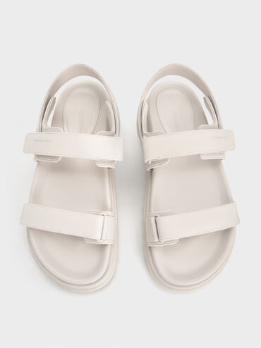 Double-Strap Ridged-Sole Flatform Sandals, Cream, hi-res