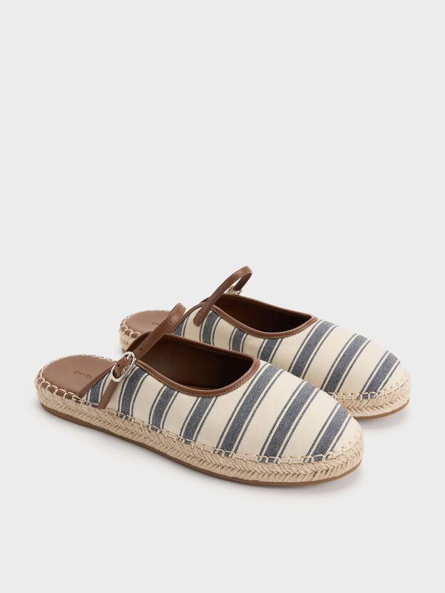 Striped Mary Jane Espadrille Mules, Dark Blue, hi-res