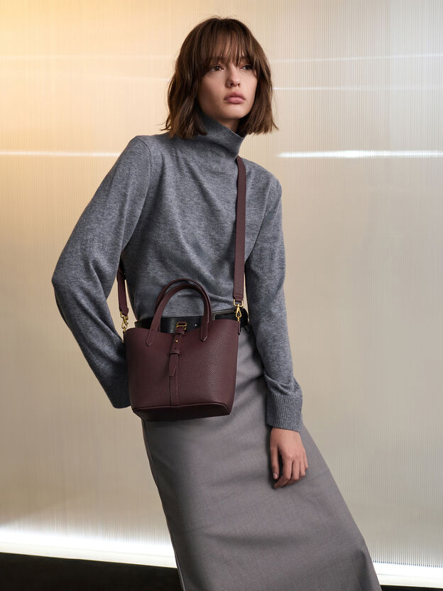 Beryl Belted Bucket Bag, Wineberry Red, hi-res