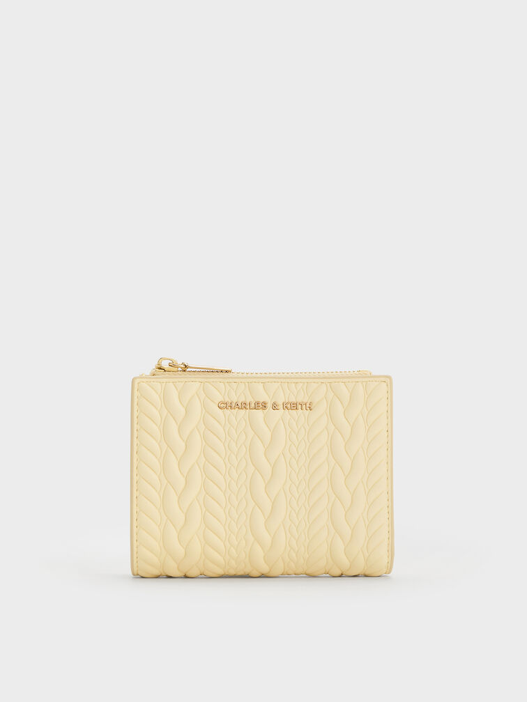 Apolline Textured Top-Zip Wallet, Butter Yellow, hi-res