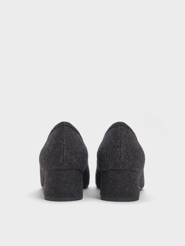 Felt Bow Square-Toe Pumps, Dark Grey, hi-res