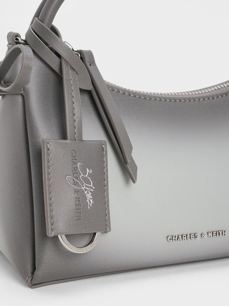 Hazel Burnished Bow Top Handle Bag, Grey, hi-res