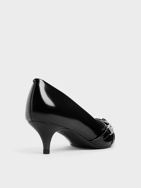 Aira Buckled-Strap Kitten Heels, Black Box, hi-res