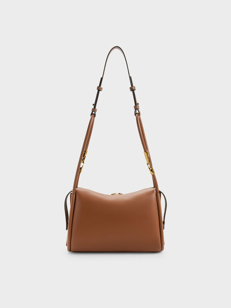 Lyla Tubular Slouchy Shoulder Bag, Chocolate, hi-res