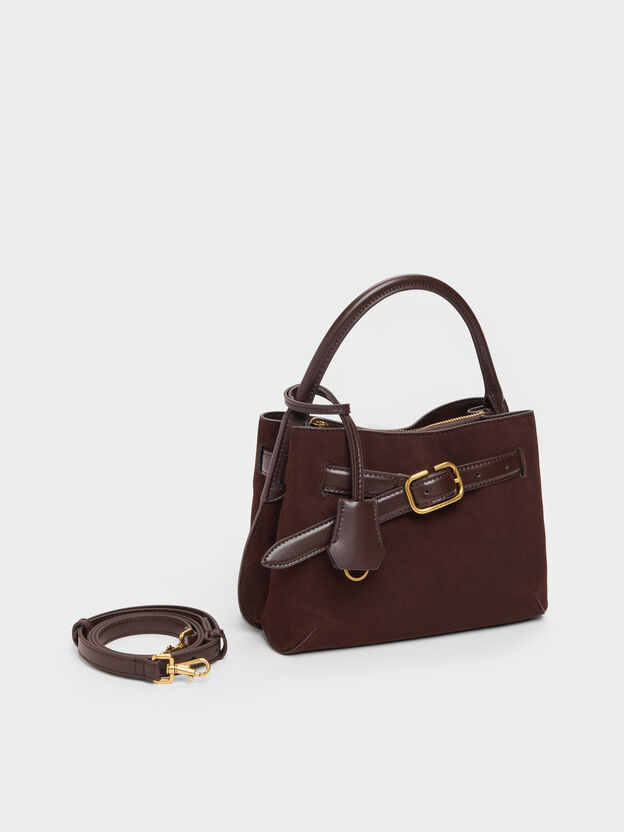 Victoria Belted Top Handle Bag, Espresso Brown, hi-res