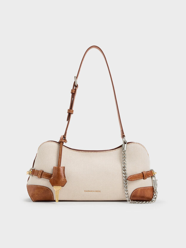 Delfina Canvas Chain Side-Belt Shoulder Bag, Multi, hi-res