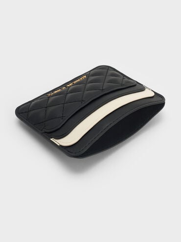 Cleo Two-Tone Quilted Card Holder, Midnight Black, hi-res