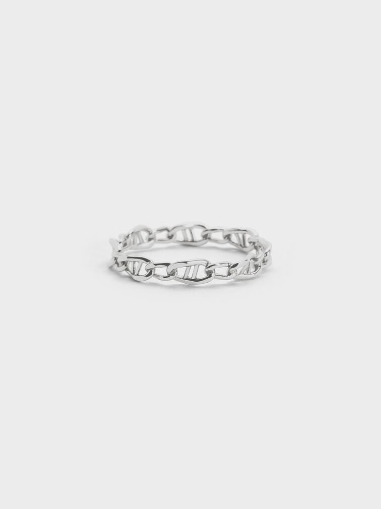 Nyra Mixed-Link Chain Ring, Silver, hi-res