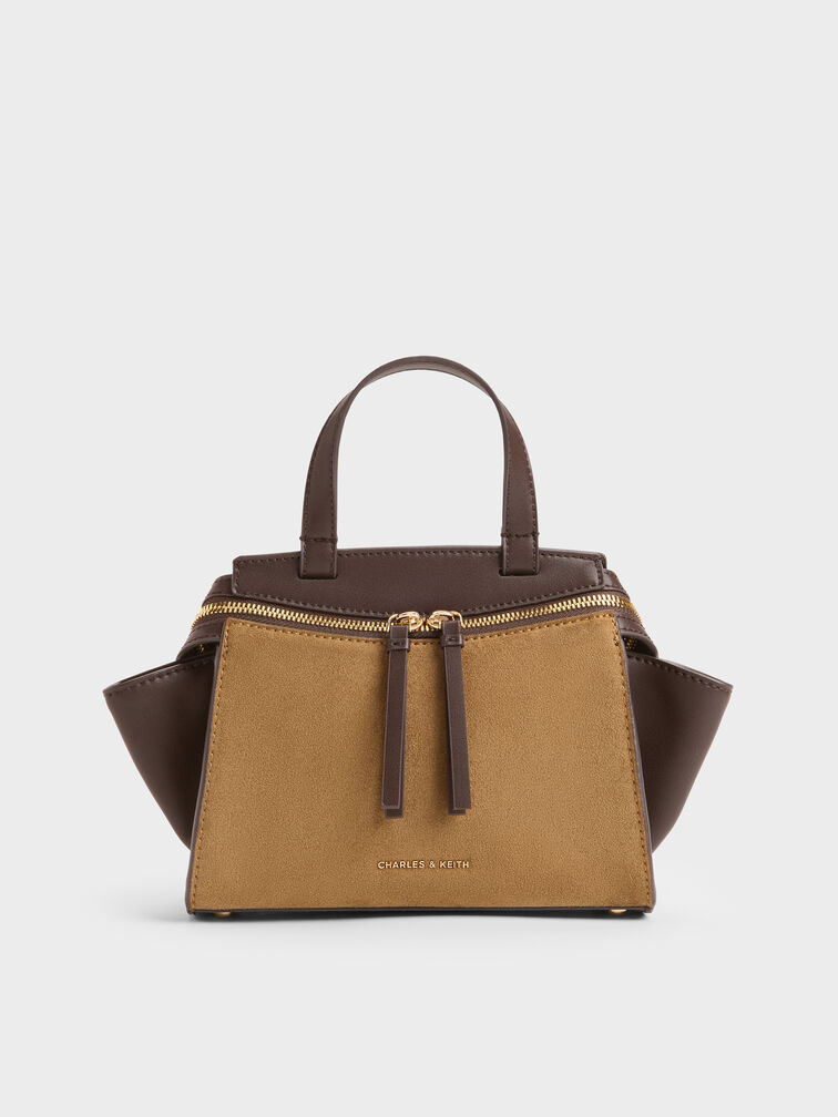 Pansy Two-Tone Trapeze Top Handle Bag, Sahara Sand, hi-res