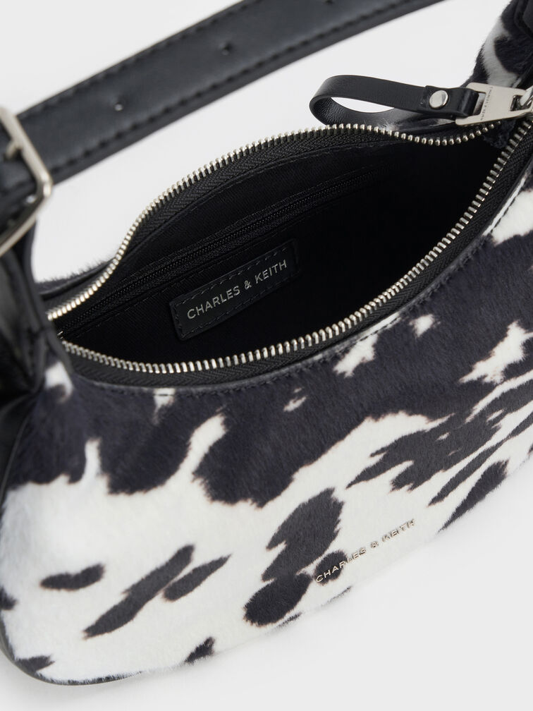 Vega Furry Cow-Print Hobo Bag, Multi, hi-res