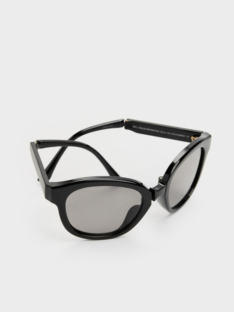 Brea Round Sunglasses, Black, hi-res