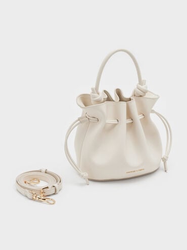 Sammie Drawstring Bucket Bag, Cream, hi-res
